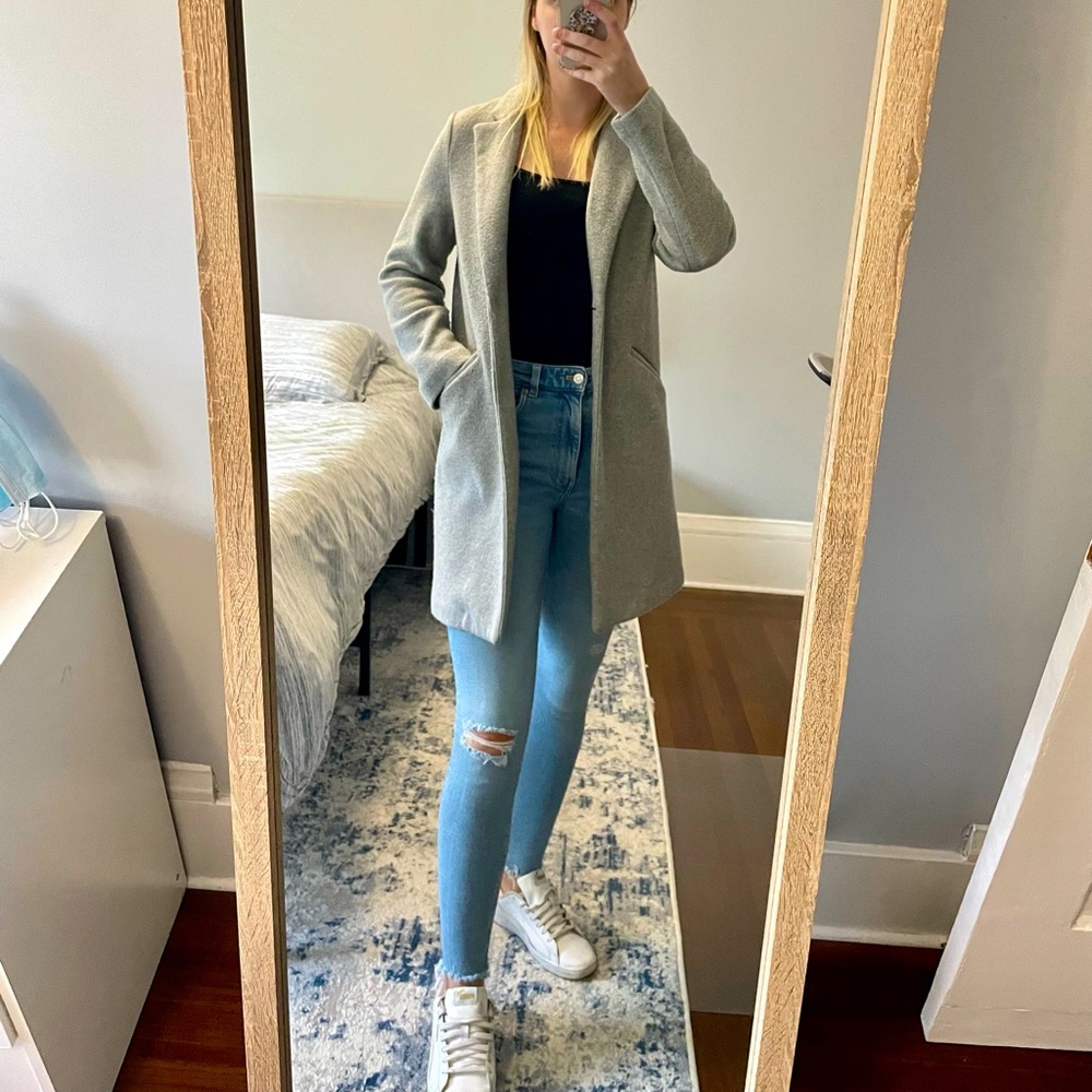 ZARA TRF Light Gray Coat in XS